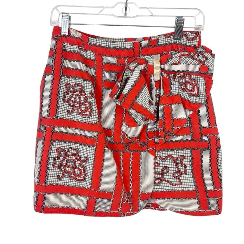 Leifsdottir Orange Mini Skirt with Geometric Pattern Size 6